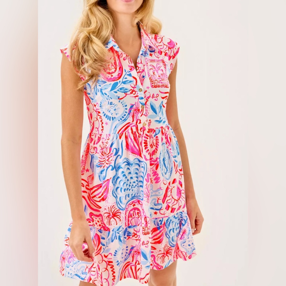Lily Pulitzer Arley Dress Women's Small Seaside Tropical Preppy Resortwear New